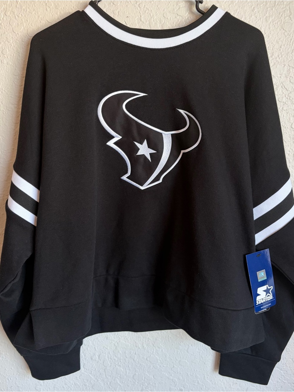 NWT Houston Texans Starter Black Cropped Crewneck Sweatshirt - Women’s XL NFL
